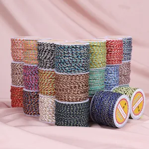 Hochwertige mehrfarbige 4-adrige geflochtene Baumwollschnur mit Goldfaden für DIY-Schmuck.