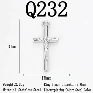 Pendentif croix Jésus en acier inoxydable pour accessoires de collier DIY argenté