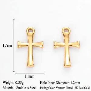 Pendentifs en forme de croix en acier inoxydable plaqué or 18 carats pour bijoux DIY