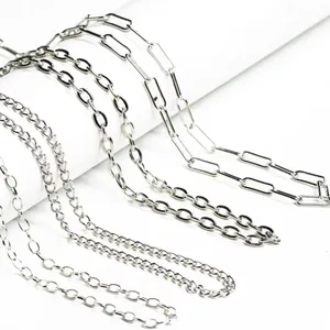 Assortiment de chaînes de bijoux plaquées argent avec maillons trombone, croisés et en O