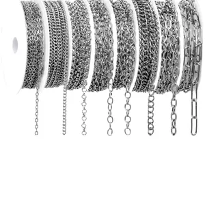 Diverses chaînes de bijoux en fer argenté de différents styles pour la création de bijoux DIY