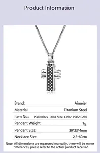 Detailed specifications for the minimalist titanium steel cross pendant necklace