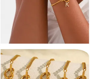 Close-up detail of 18k gold plated stainless steel bracelet with knotted design