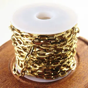 18K gold plated stainless steel O-chain link roll for DIY jewelry making accessories