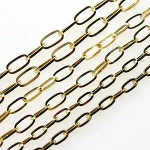 18K gold plated stainless steel paperclip chain links for DIY necklace jewelry making