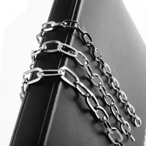 Minimalist silver stainless steel O-link chain for DIY jewelry making and necklaces