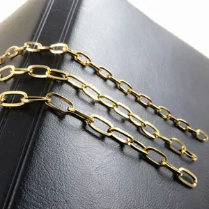 High quality 18K gold plated stainless steel rectangle link chain for DIY jewelry making