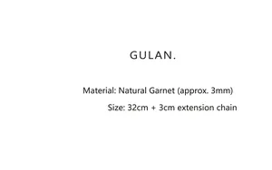 Technical specifications for natural garnet double wrap beaded bracelet detail