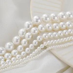 Glossy white natural shell pearl beads in multiple sizes for DIY jewelry making