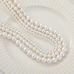 Natural Shell Beads Pearl White Electroplated Round Teardrop Loose Beads For DIY Handmade Jewelry Making Necklace Bracelet Material