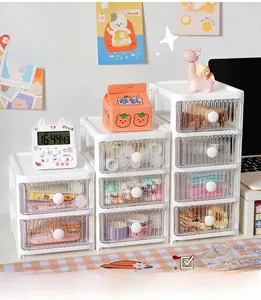 White multi-layer desktop drawer storage organizer for cosmetics and stationery