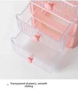Detail of transparent corrugated plastic drawers showing smooth sliding functionality.