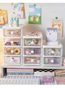 Functional white multi-layer desktop drawer organizer for office stationery and cosmetics storage