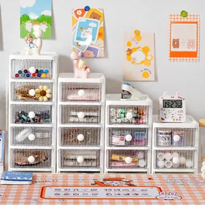 Modern Multi-Layer Desktop Drawer Storage Box Transparent Plastic Makeup Stationery Organizer Stackable Cabinet Household Storage Box