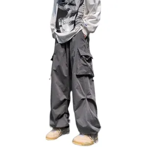 Men's vintage loose baggy cargo pants with drawstring high street techwear style