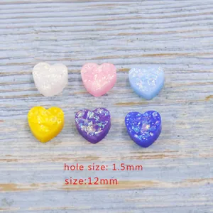 Heart Shaped Synthetic Opal Resin Beads For DIY Jewelry Making Iridescent Colorful Sparkle Loose Beads DIY Accessories