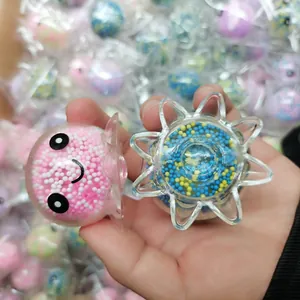Detailed view of colorful octopus squishy toys filled with soft foam beads for stress relief