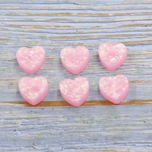 Pink heart-shaped synthetic opal resin beads for DIY jewelry making crafts