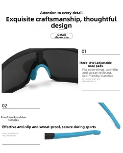 Detailed view of adjustable nose pads and anti-slip rubber temples on sports sunglasses