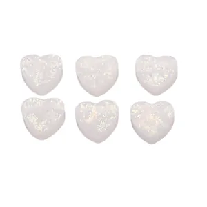 Synthetic opal heart shaped resin beads with iridescent shimmer for DIY jewelry making