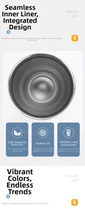 Macro view of seamless 304 stainless steel liner in vacuum thermos cup