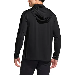Men's black pullover sun protection hoodie with UPF 50+ UV protection