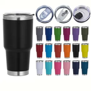 Large capacity stainless steel vacuum insulated car tumbler with clear lid