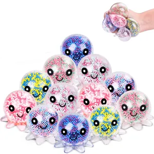 Cartoon Octopus Squeeze Toy TPR Stress Relief Sensory Fidget Toy With Colorful Foam Beads Cute Octopus Shape Vent Toy For All Ages
