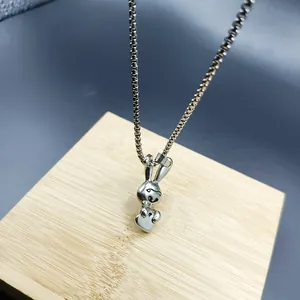Hip Hop Stainless Steel Rabbit Pendant Necklace Streetwear Bunny Animal Box Chain Jewelry For Men Women Winter Sweater Chain