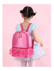 Pinkfarbener Ballett-Rucksack für Mädchen mit Tutu-Rüschen und dekorativer Schleife.