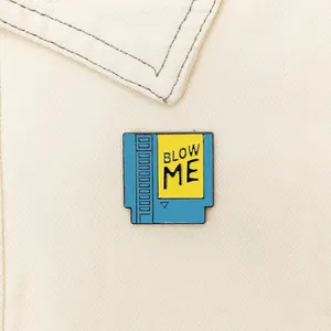 Retro Video Game Cartridge Enamel Pin Blow Me Letter Metal Badge For Backpack Clothes Decor Alloy Brooch Pin For Men Women