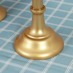 Macro view of a sturdy golden metallic base for a luxury dessert display stand