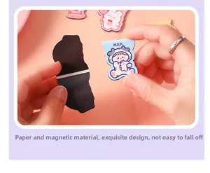 Macro view showing the paper and magnet material of cute cartoon magnetic bookmark