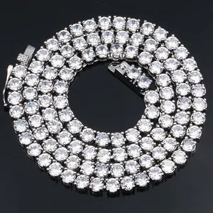Hip Hop Tennis Kette Halskette Für Herren Damen Kupfer Eingelegt Zirkonia Iced Out Einreihige Diamantkette Gold Silber Roségold Schmuck