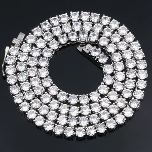 Hip Hop Tennis Ketting Voor Mannen Vrouwen Koper Ingelegd Zirconia Iced Out Enkelrijige Diamant Ketting Goud Zilver Roségoud Vergulde Sieraden
