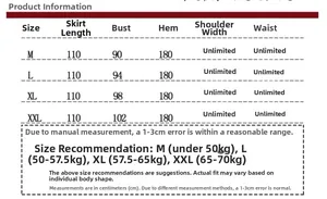Detailed size chart for red plaid sleeveless midi dress with bust and length specs