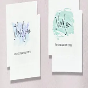 Minimalist thank you cards for small business with elegant watercolor brush stroke design