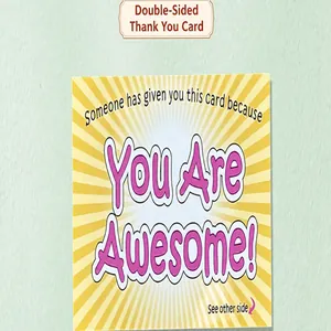 Detailed macro view of high-quality copperplate thank you card featuring You Are Awesome text