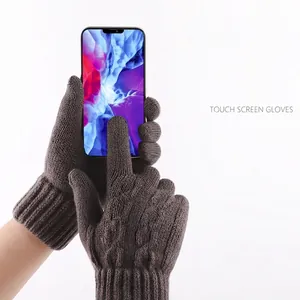 Warm knitted winter touchscreen gloves with sensitive fingertips for smartphones