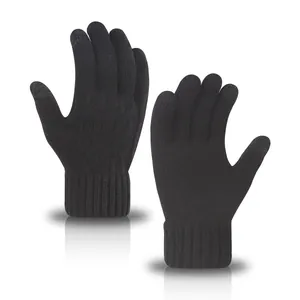 Premium black touchscreen knitted gloves for winter warmth, windproof and thermal