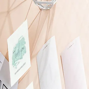 Small business thank you cards with elegant green brushstroke and calligraphy detail