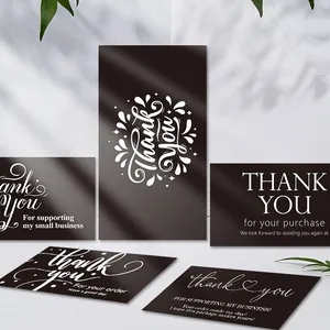 Elegant black and white thank you cards with various calligraphy styles and messages