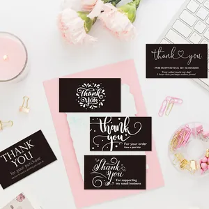 Selection of black Thank You cards with white elegant typography for small businesses