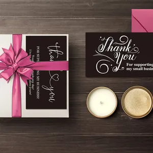 Elegant black thank you cards for small business gift packaging and weddings.