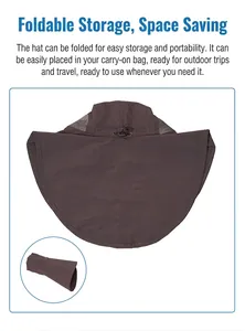 Foldable men's sun hat with neck protection flap for outdoor fishing and travel