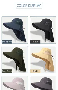 Outdoor men's UV protection sun hats with neck flaps shown in various color options