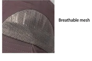 Close-up detail of the breathable mesh side panels on the outdoor sun protection hat