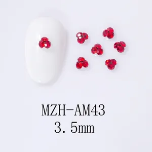 Close-up of 3.5mm mini red crystal cluster rhinestones for DIY nail art decoration