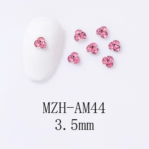 Detailed view of 3.5mm pink rhinestone nail art charms with model MZH-AM44 decoration