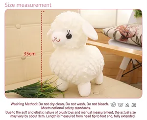 Size details of the 35cm white plush sheep toy with care and washing instructions